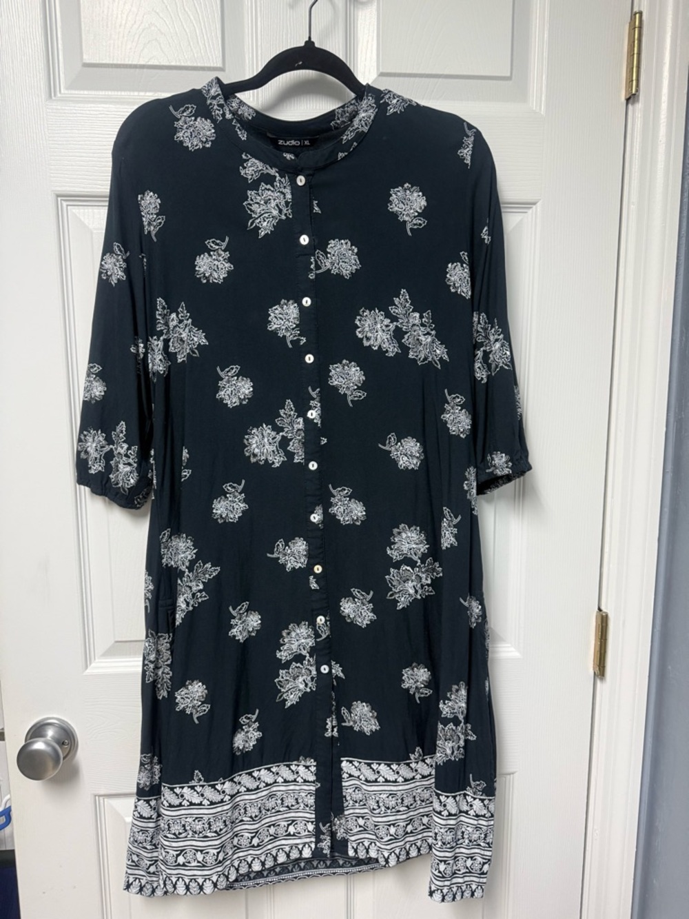 Zudio Black Floral Button-dress